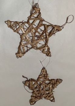 Rattanstern im Doppelpack mit Goldglitter